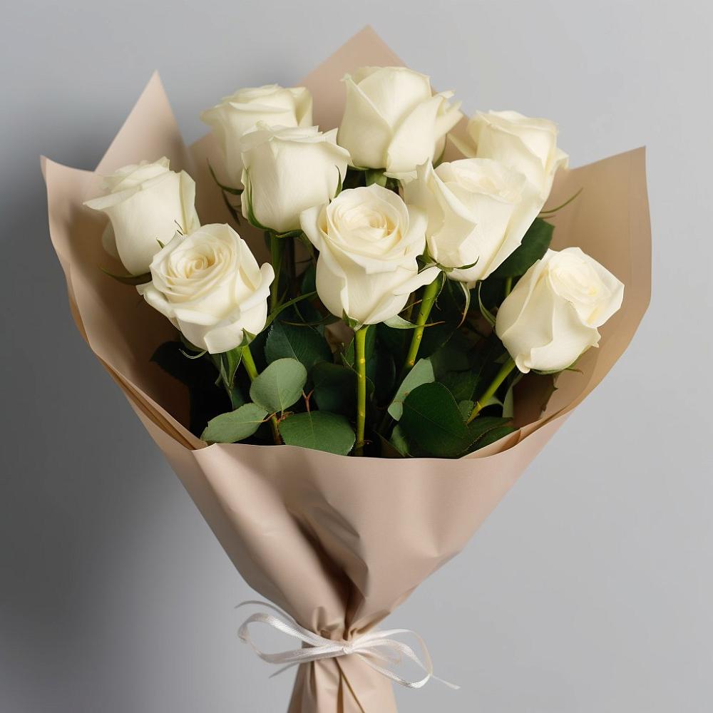 Букет 9 Белых роз Эдлесс Лав в Левошево