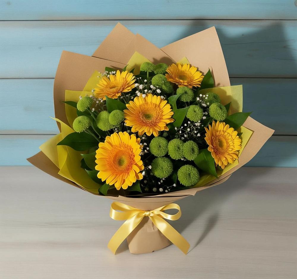Букет цветов из: Герберы и Хризантемы в Левошево