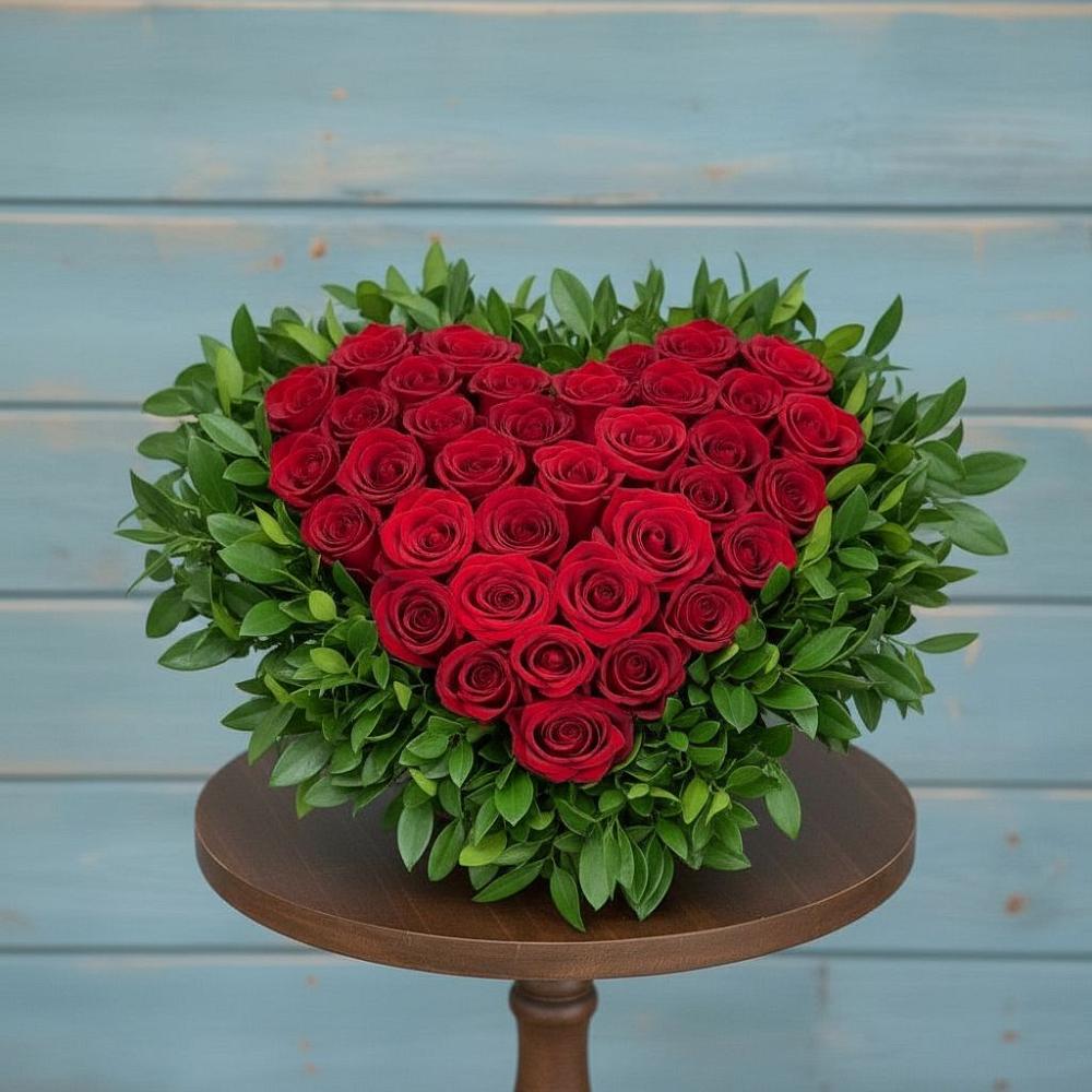 Цветочная композиция из Розы в виде сердца в Левошево