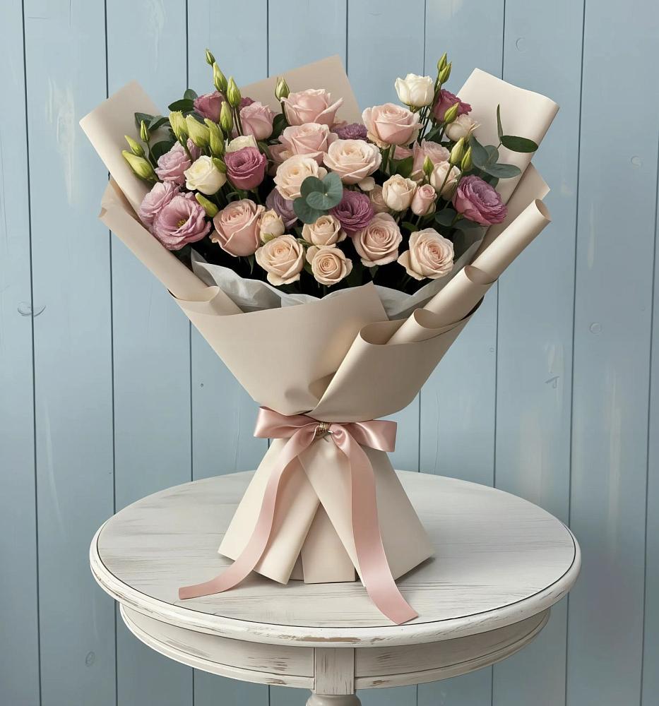 Букет цветов из: Розы и Лизиантусы в Левошево