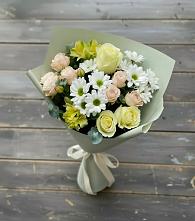 Букет цветов из:  Альстромерии, Розы и Хризантемы в Левошево